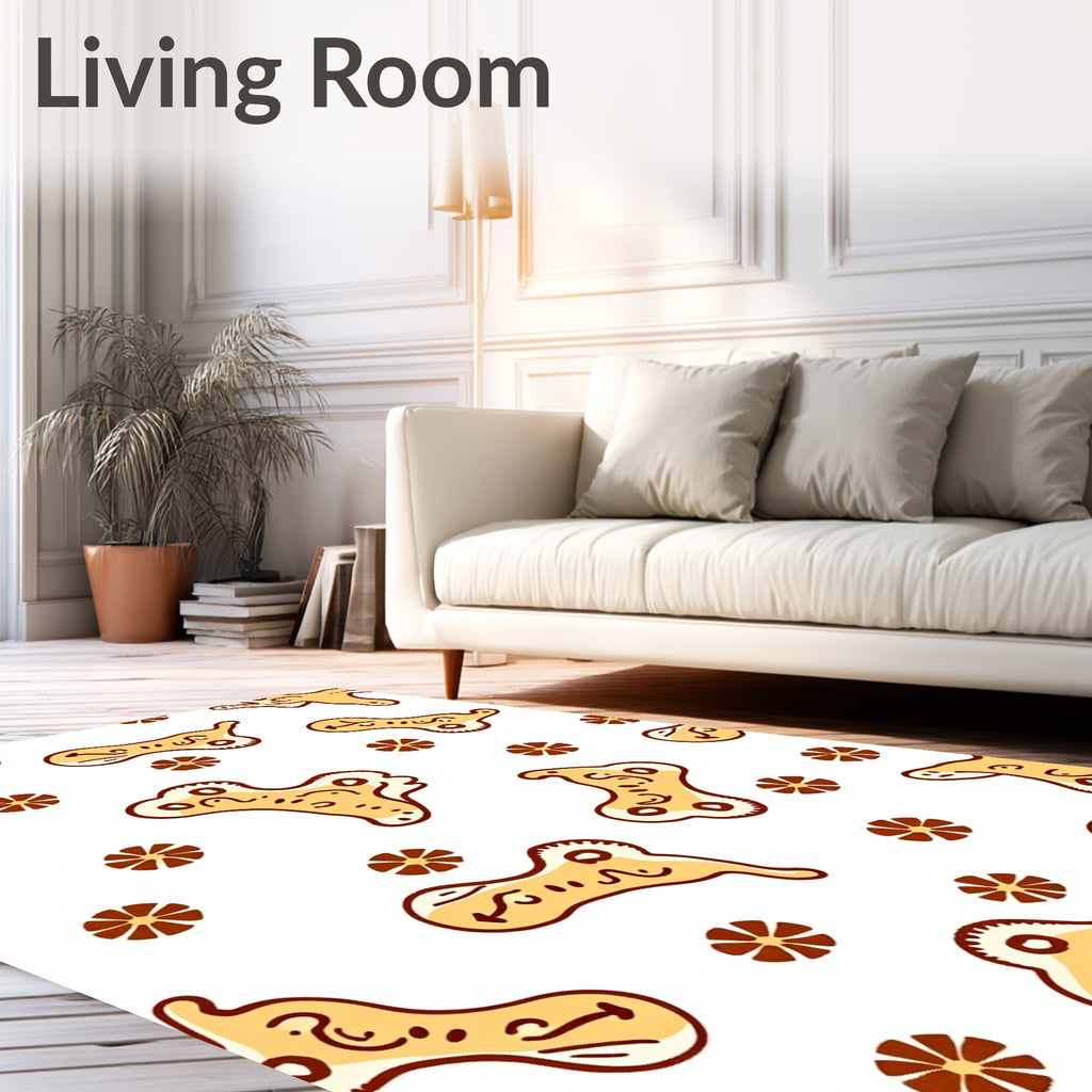 Abstract Mustard Amoeba Flower Sprinkle Rug