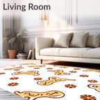 Abstract Mustard Amoeba Flower Sprinkle Rug