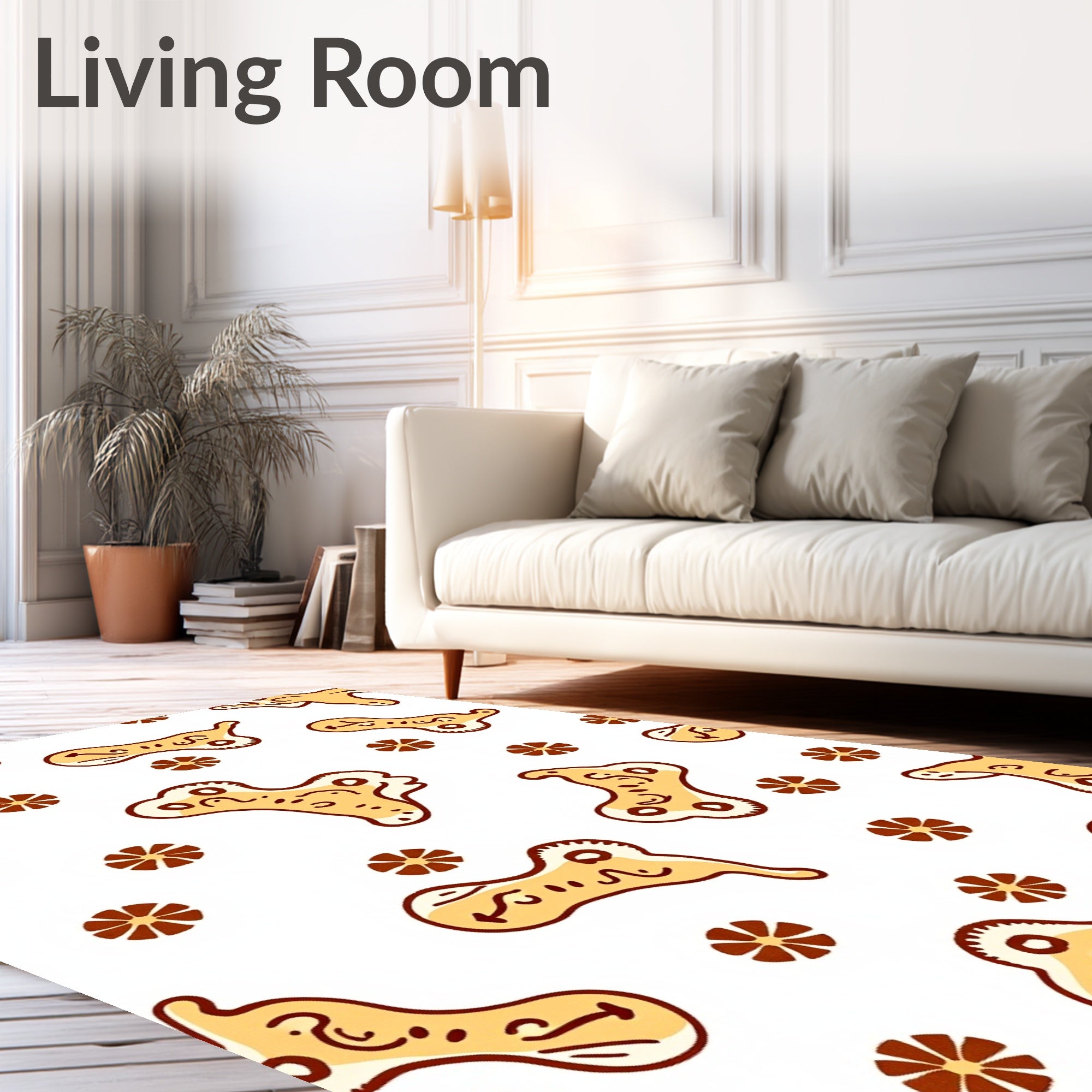 Abstract Mustard Amoeba Flower Sprinkle Rug