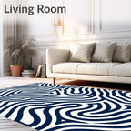 Deep Blue Organic Contour Lines Rug