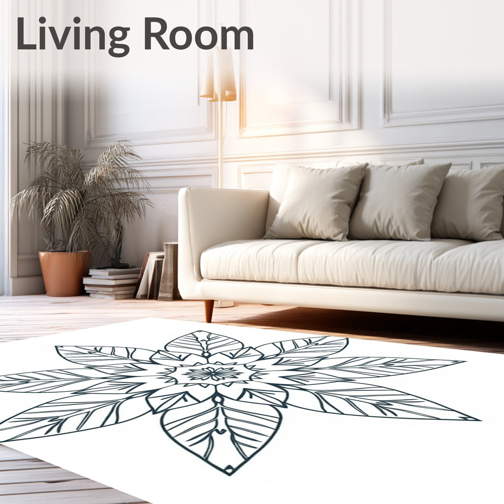 Dark Teal Floral Mandala Rug