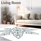 Dark Teal Floral Mandala Rug