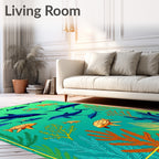 Ocean Life Dolphins Turtles Fish Coral Rug