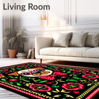 Charming Pug Red Glasses Polka Dot Bow Rug