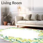 Light Green Floral Vine Border Rug