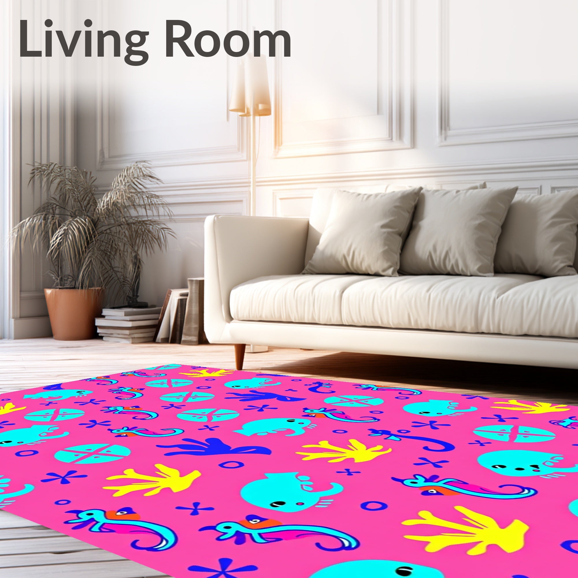 Bright Tropical Ocean Life Sehorse Rug