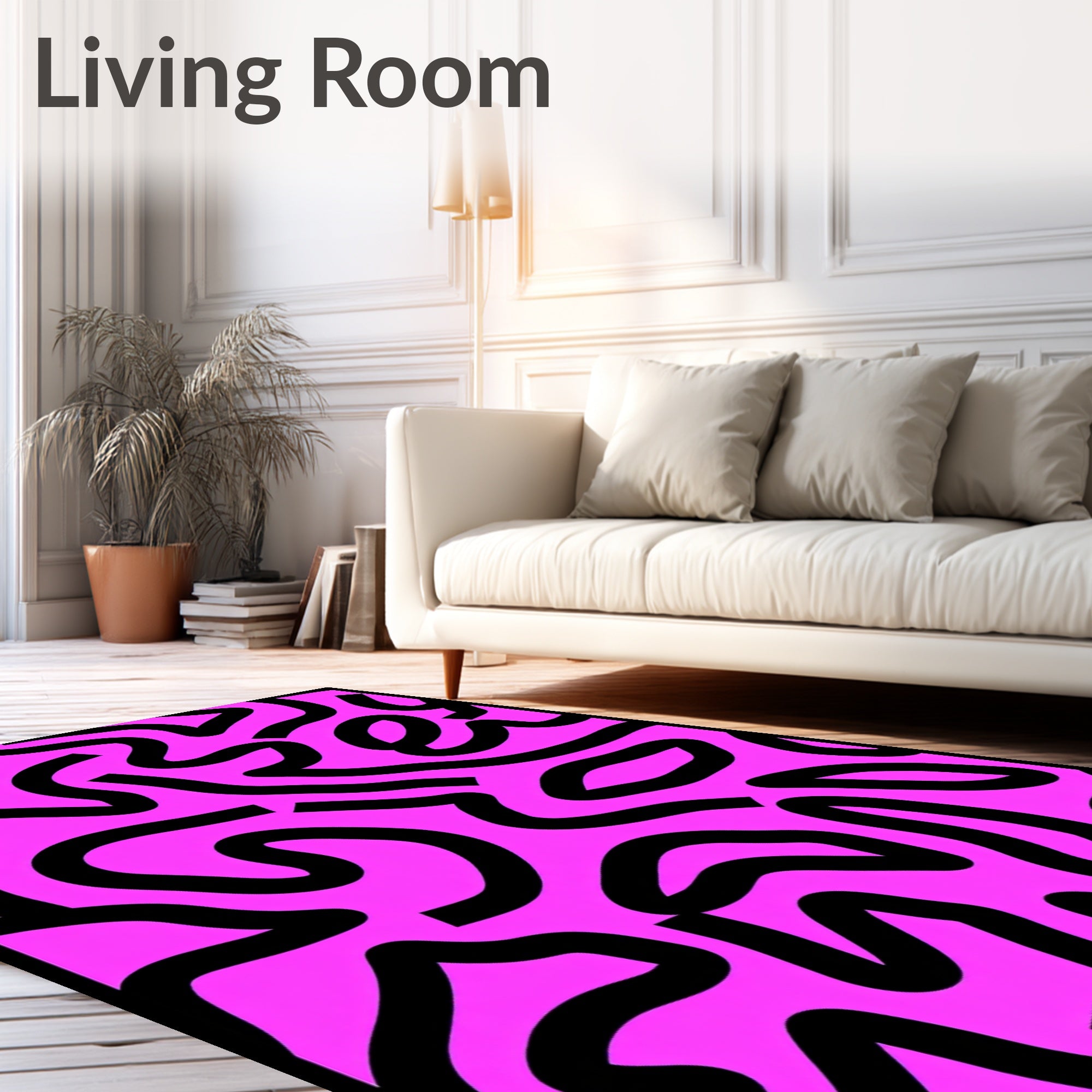 Vivid Pink Abstract Flow Rug