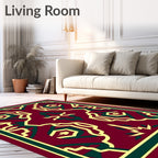 Deep Red Geometric Medallion Harmony Rug