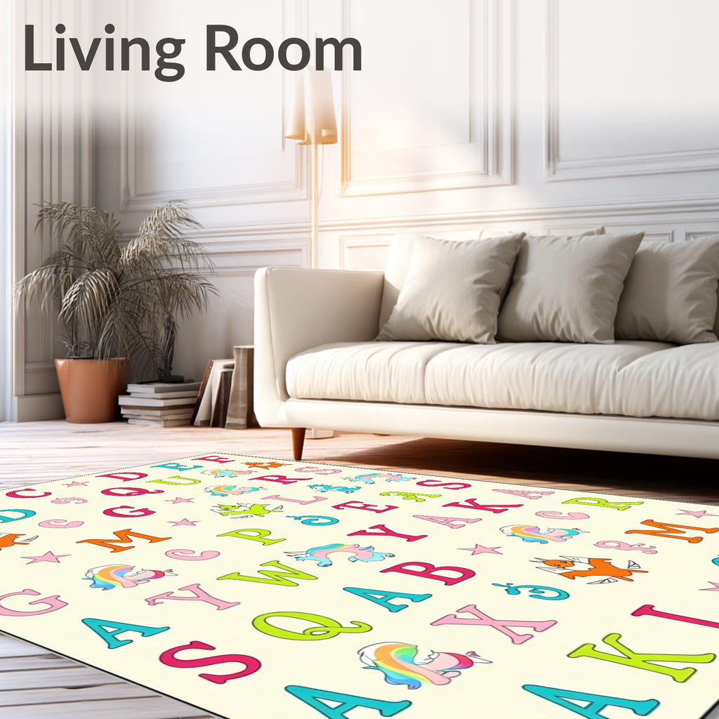 Alphabetical Creatures and Stars Rug