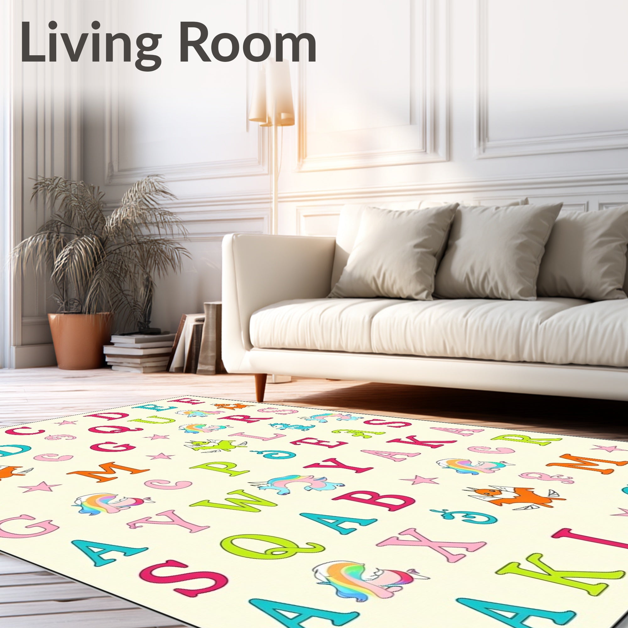 Alphabetical Creatures and Stars Rug