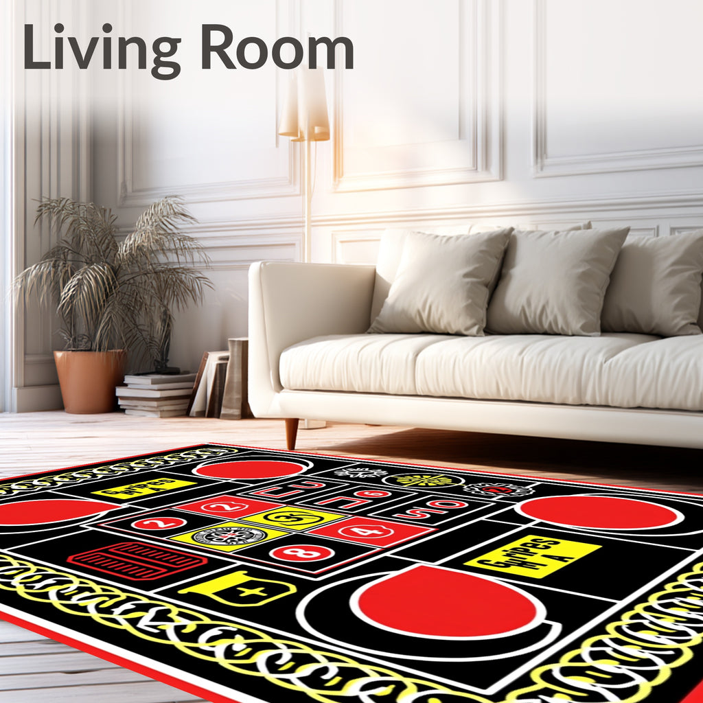 Bold Red Yellow Graphic Geometric Abstraction Rug