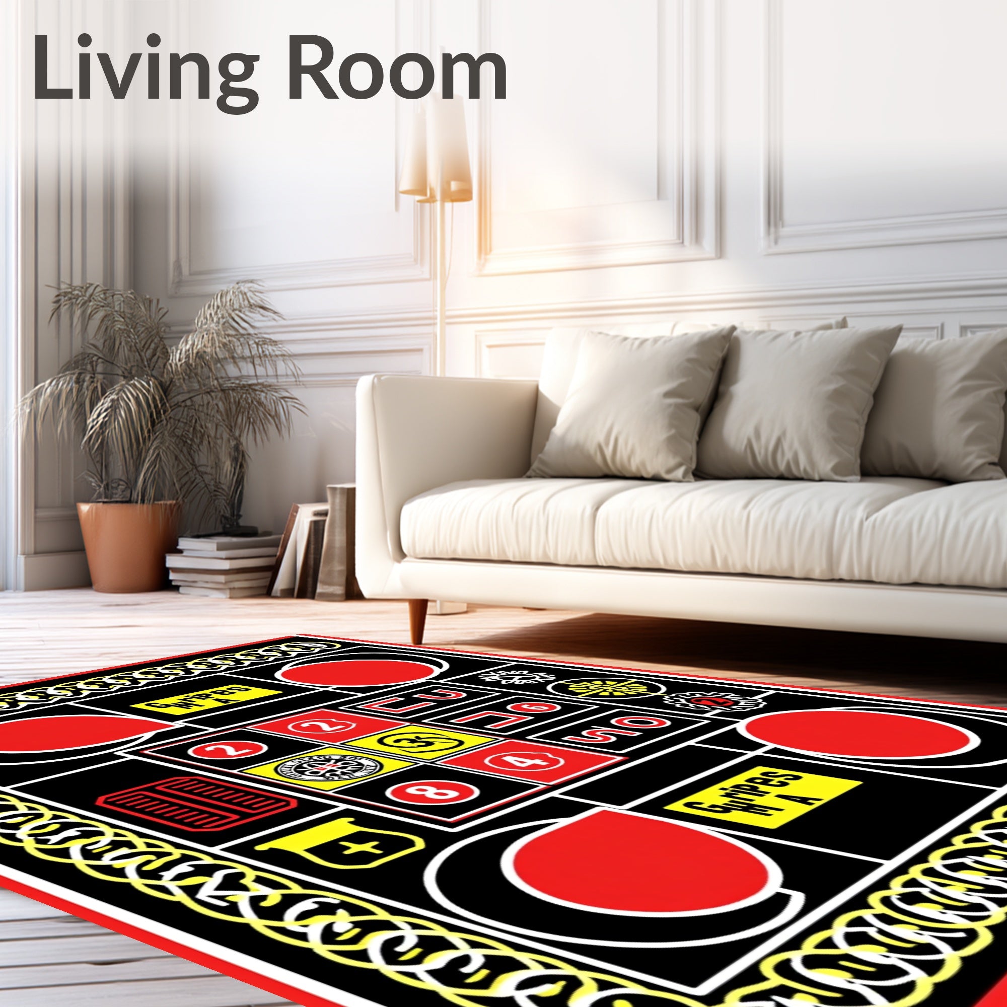 Bold Red Yellow Graphic Geometric Abstraction Rug