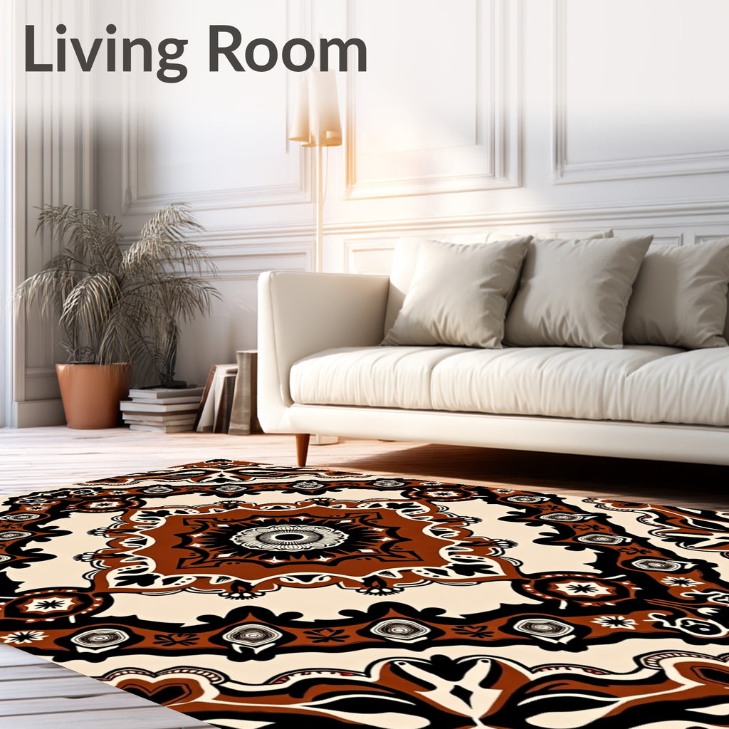 Rich Brown Medallion Symmetry Rug