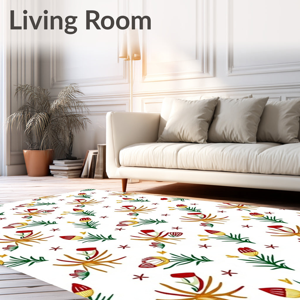 Red Cream Yellow Floral Garden Rug