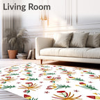 Red Cream Yellow Floral Garden Rug