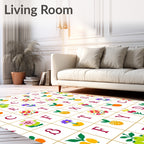 Alphabetical Fruits and Flowers Grid Rug