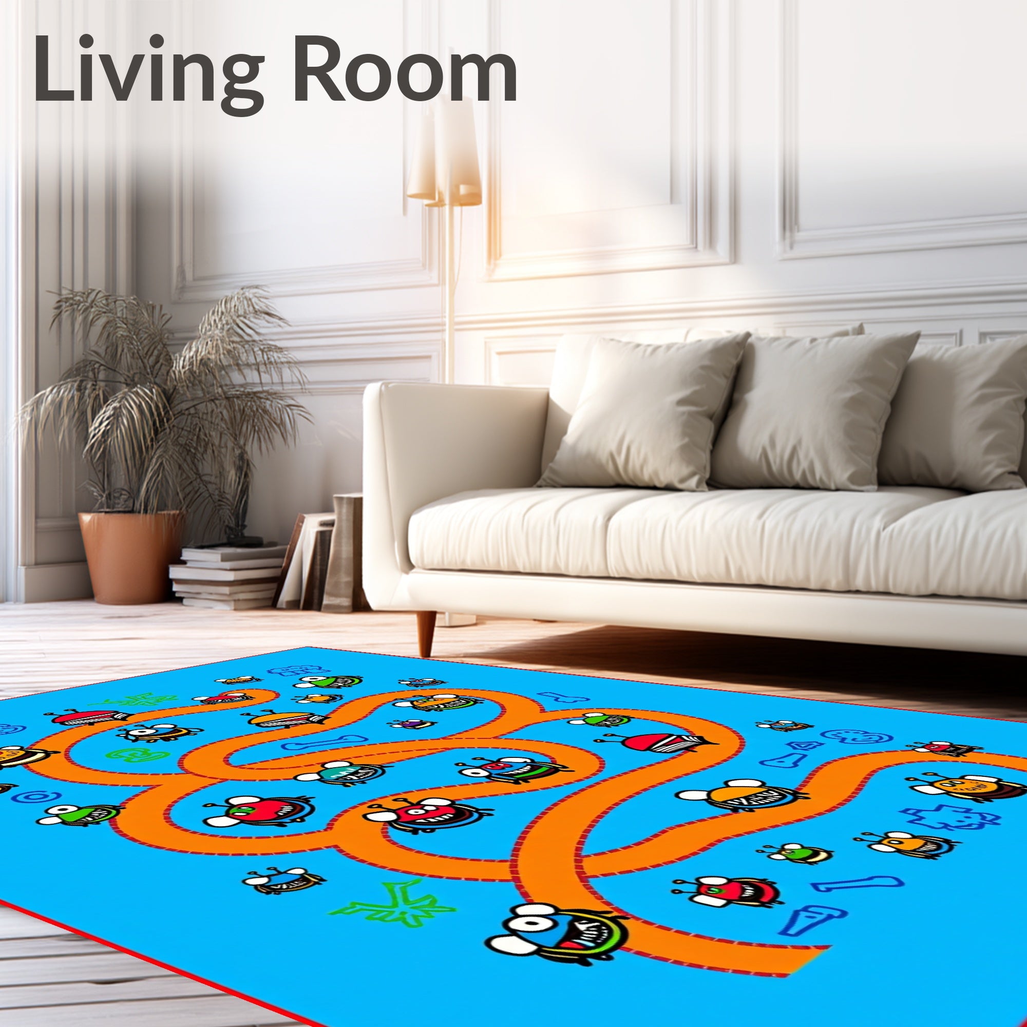 Funky Monster Race Track Rug