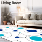 Connected Blue Circles Network Rug