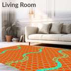 Orange Honeycomb Waves Rug