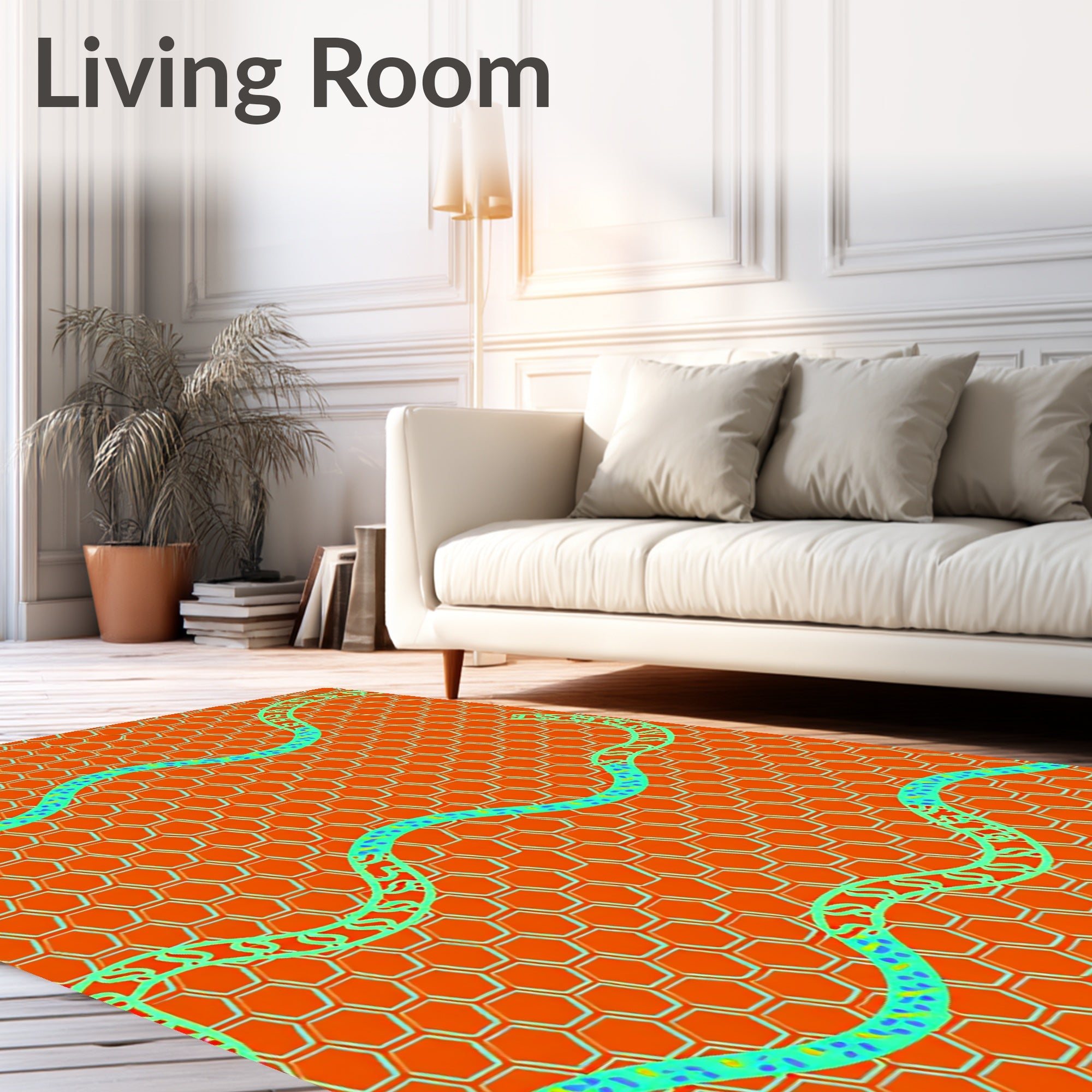 Orange Honeycomb Waves Rug