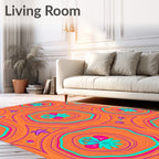 Psychedelic Orange Floral Starfish Swirls Rug