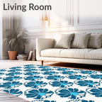 Azure Teal Floral Bloom Repeat Rug