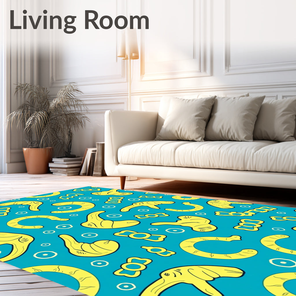 Yellow Abstract Arcs And Circles Rug