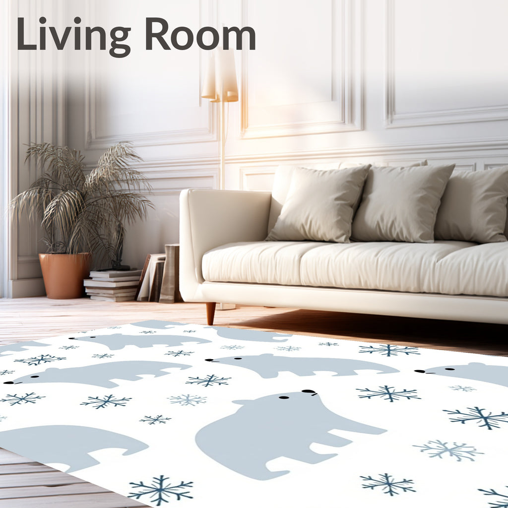 Whimsical Polar Bear Snowflake Scatter Rug