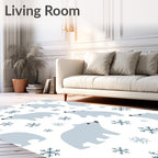 Whimsical Polar Bear Snowflake Scatter Rug