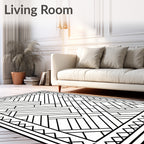 Bold Black Geometric Wood Grain Rug