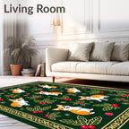 Cute Corgis Holly Berry Border Rug