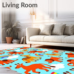 Cute Orange Animal Rainbow Sky Rug