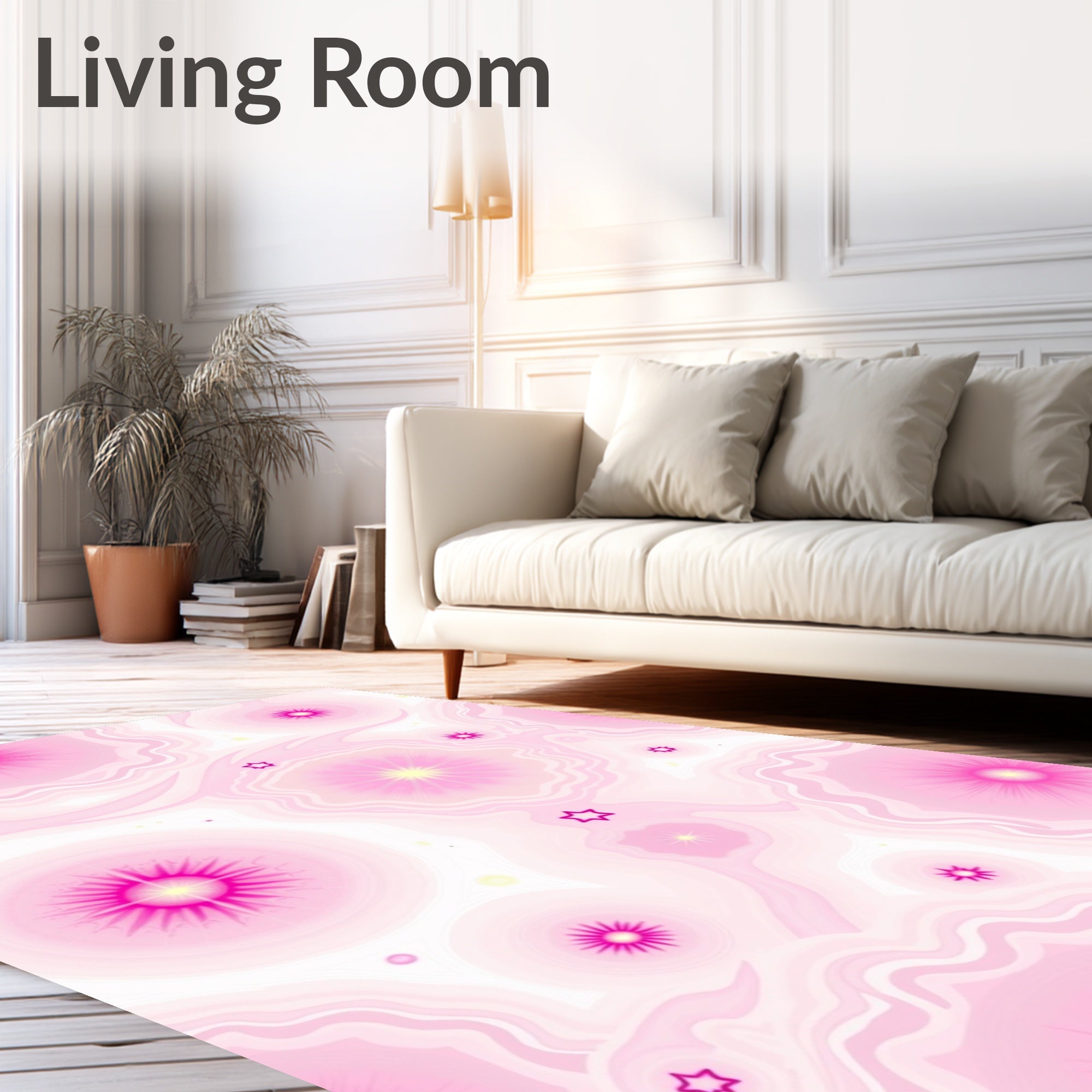 Radiant Pink Starburst Agate Abstraction Rug