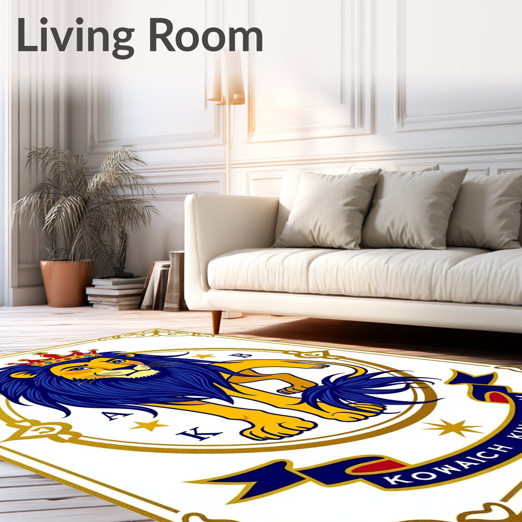 Majestic Lion Crowned Royal Blue Mane Rug