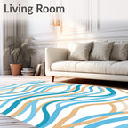 Seamless Aqua Tan Swirl Abstract Art Rug