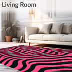 Vibrant Pink Black Zebra Stripes Rug