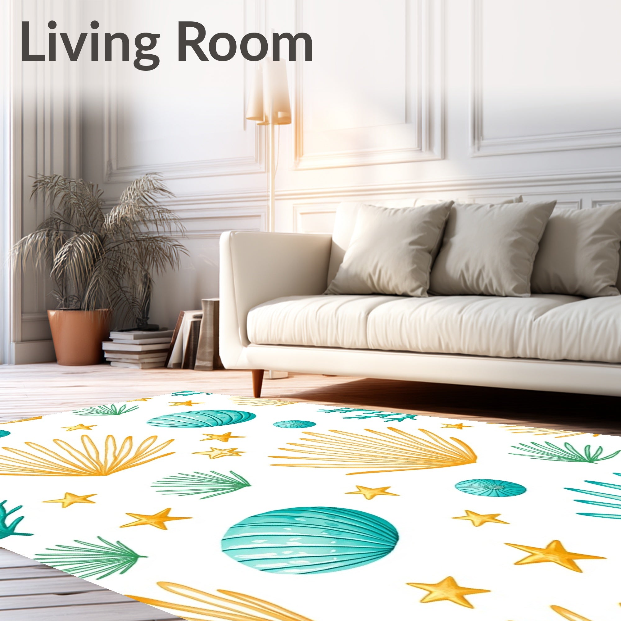 Oceanic Sea Life Shell Starfish Rug