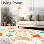 Ocean Coral Starfish Shell Scatter Rug