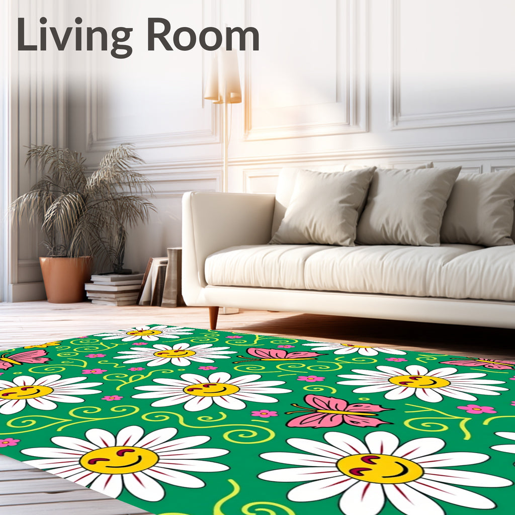 Happy Daisy Butterfly Meadow Rug