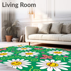 Happy Daisy Butterfly Meadow Rug