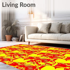 Bold Red Yellow Floral Repeat Rug