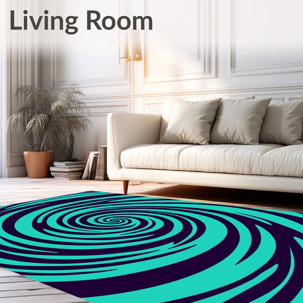 Deep Blue Aqua Swirl Rug