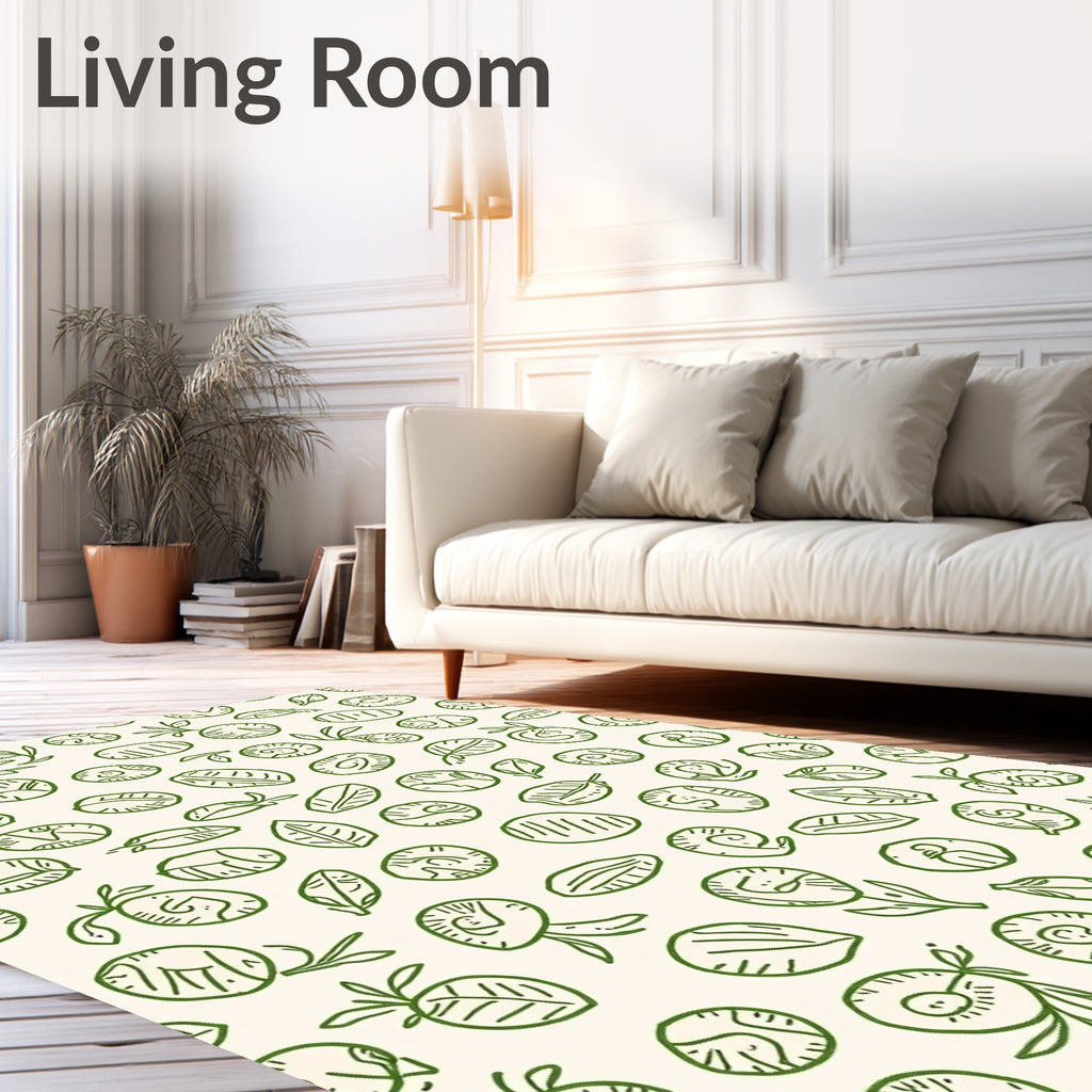 Green Organic Seed Leaf Collage Rug