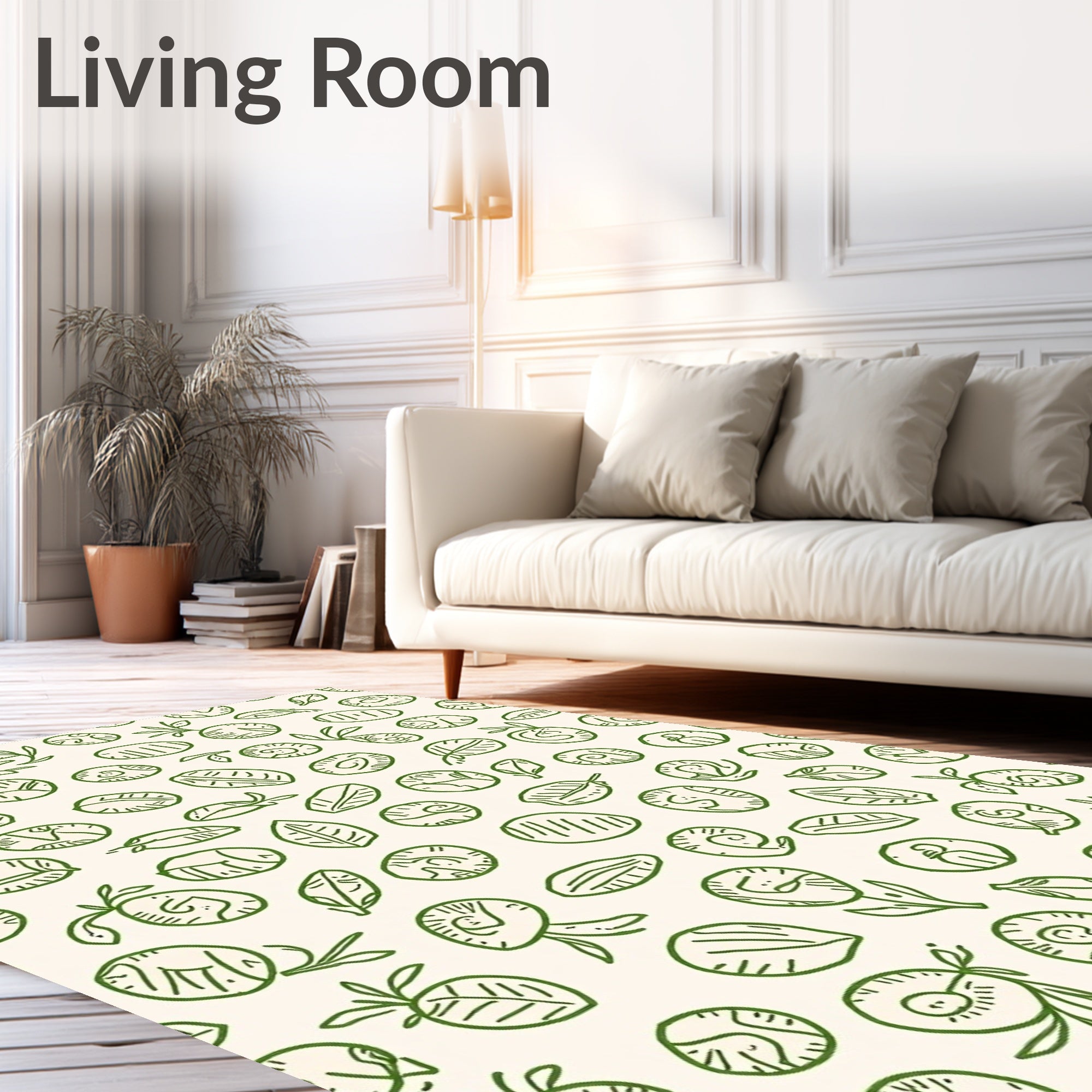 Green Organic Seed Leaf Collage Rug