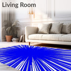Electric Blue Burst Stripes Rug