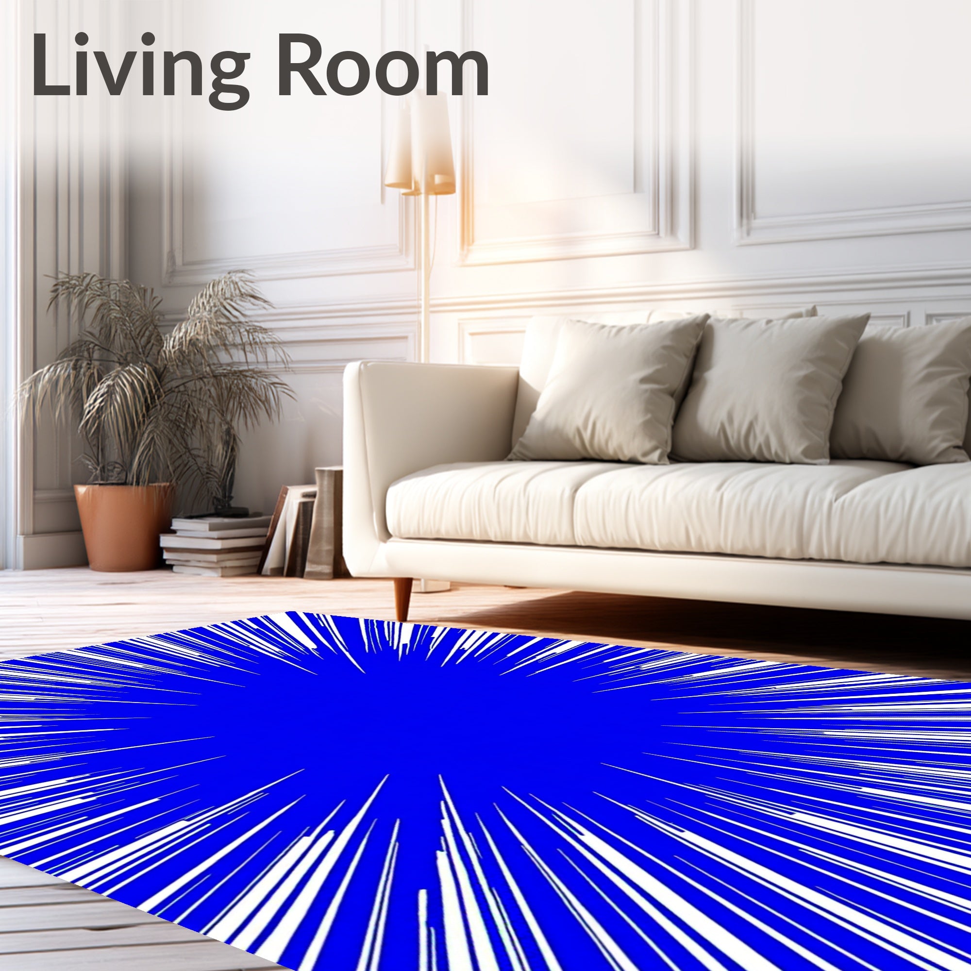 Electric Blue Burst Stripes Rug