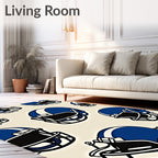 All Over Blue Football Helmets Rug