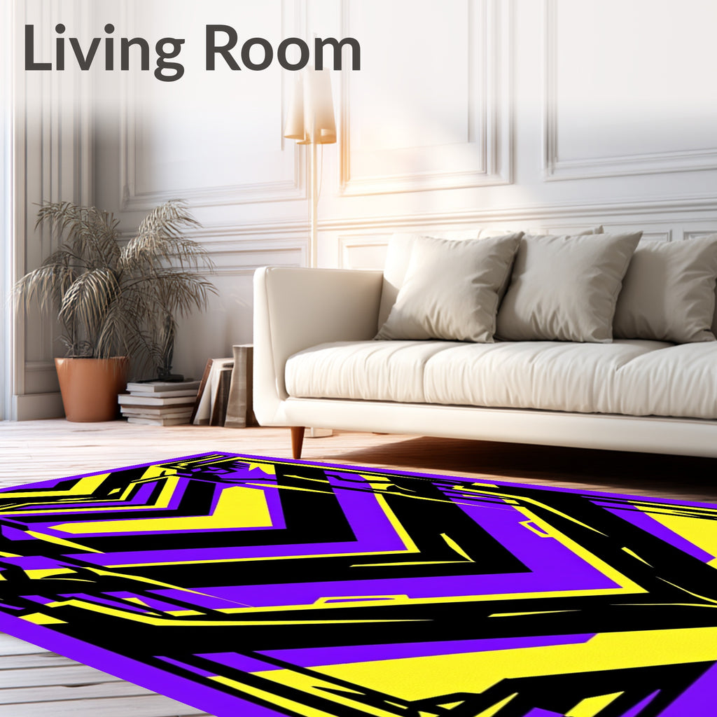 Electric Yellow Purple Sharp Chevron Rug