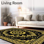 Black Gold Mandala Ornamental Rug