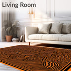 Ornate Orange Radial Waves Rug